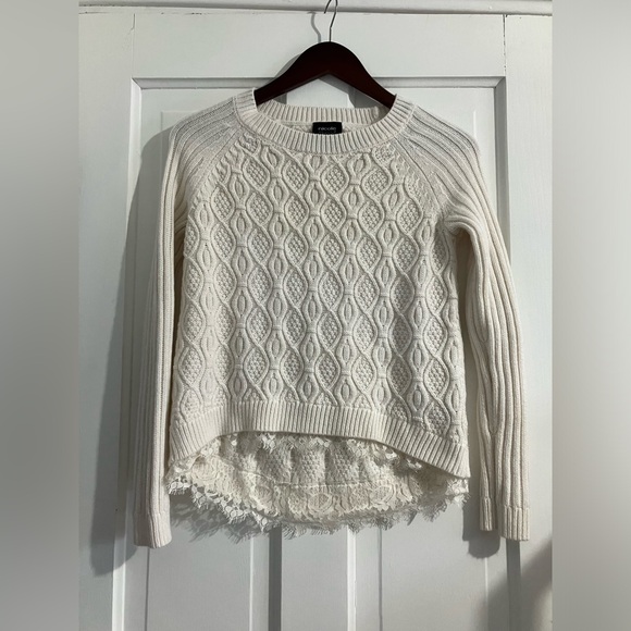 Nicole by Nicole Miller Sweaters - Nicole by Nicole Miller Cable Knit Sweater with Lace Hem